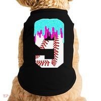 Baseball Drip 9 Year Old 9th Birthday Jersey Number 9 Doggie Tank thumb 0