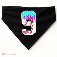 Baseball Drip 9 Year Old 9th Birthday Jersey Number 9 USA-Made Doggie Bandana thumb 0