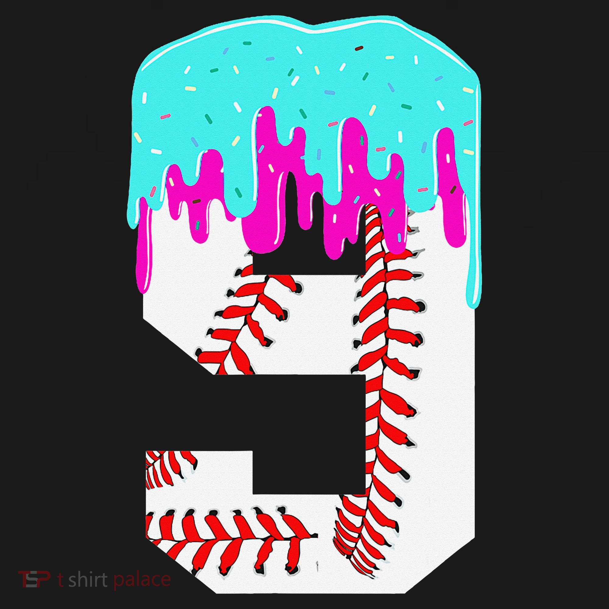 Baseball Drip 9 Year Old 9th Birthday Jersey Number 9 Apron