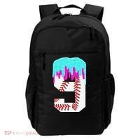 Baseball Drip 9 Year Old 9th Birthday Jersey Number 9 Backpack thumb 0
