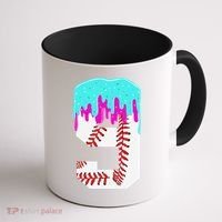Baseball Drip 9 Year Old 9th Birthday Jersey Number 9 Coffee Mug thumb 1