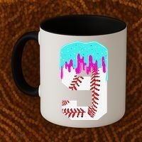 Baseball Drip 9 Year Old 9th Birthday Jersey Number 9 Coffee Mug thumb 2