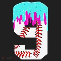 Baseball Drip 9 Year Old 9th Birthday Jersey Number 9 Beanie thumb 2