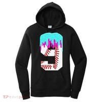 Baseball Drip 9 Year Old 9th Birthday Jersey Number 9 Women's Hoodie thumb 0