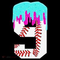 Baseball Drip 9 Year Old 9th Birthday Jersey Number 9 Women's Hoodie thumb 2