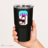Baseball Drip 9 Year Old 9th Birthday Jersey Number 9 Tumbler thumb 2