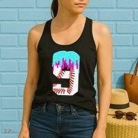 Baseball Drip 9 Year Old 9th Birthday Jersey Number 9 Women's Tank Top thumb 2