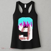 Baseball Drip 9 Year Old 9th Birthday Jersey Number 9 Women's Tank Top thumb 3