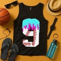 Baseball Drip 9 Year Old 9th Birthday Jersey Number 9 Tank Top thumb 4