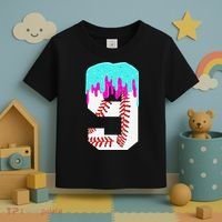 Baseball Drip 9 Year Old 9th Birthday Jersey Number 9 Toddler T-Shirt thumb 3