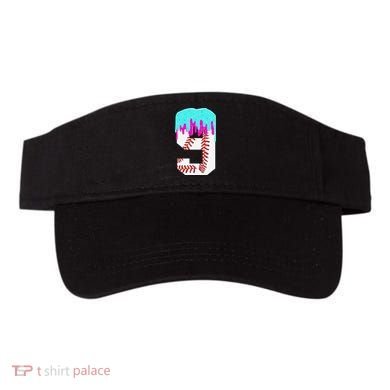 Baseball Drip 9 Year Old 9th Birthday Jersey Number 9 Visor