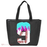 Baseball Drip 9 Year Old 9th Birthday Jersey Number 9 Tote Bag thumb 0