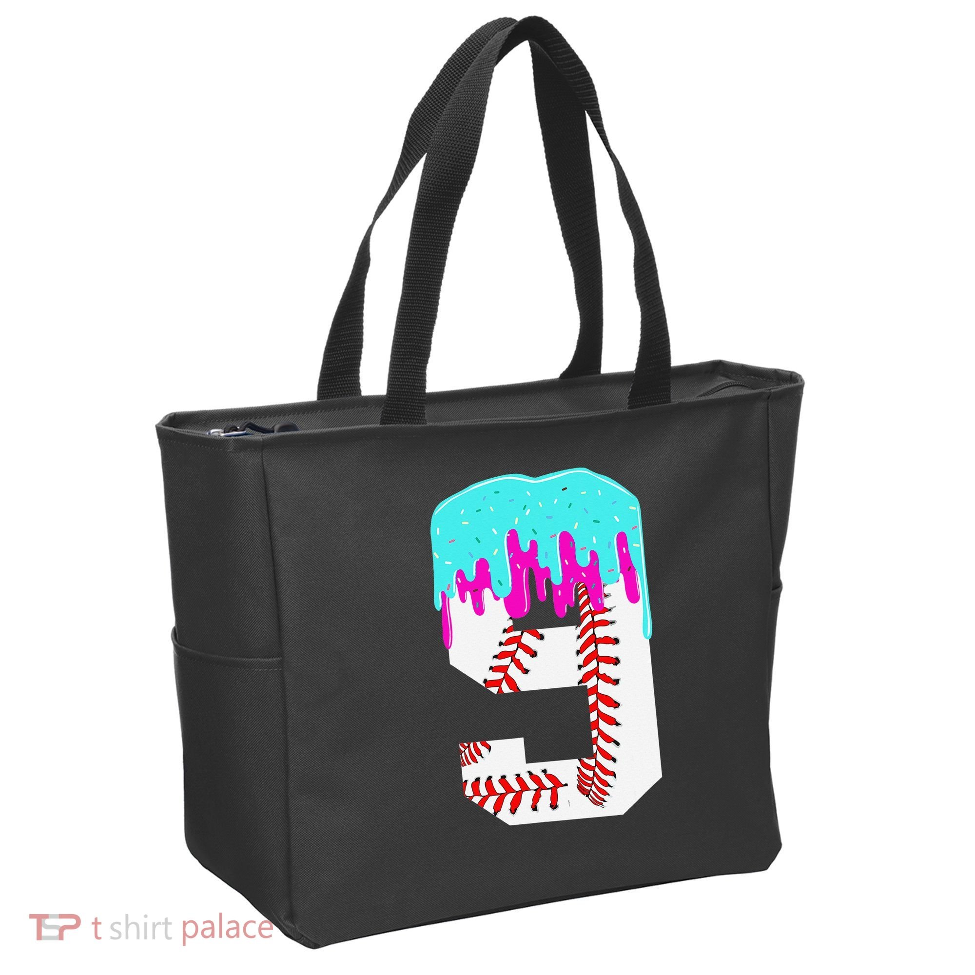 Baseball Drip 9 Year Old 9th Birthday Jersey Number 9 Tote Bag