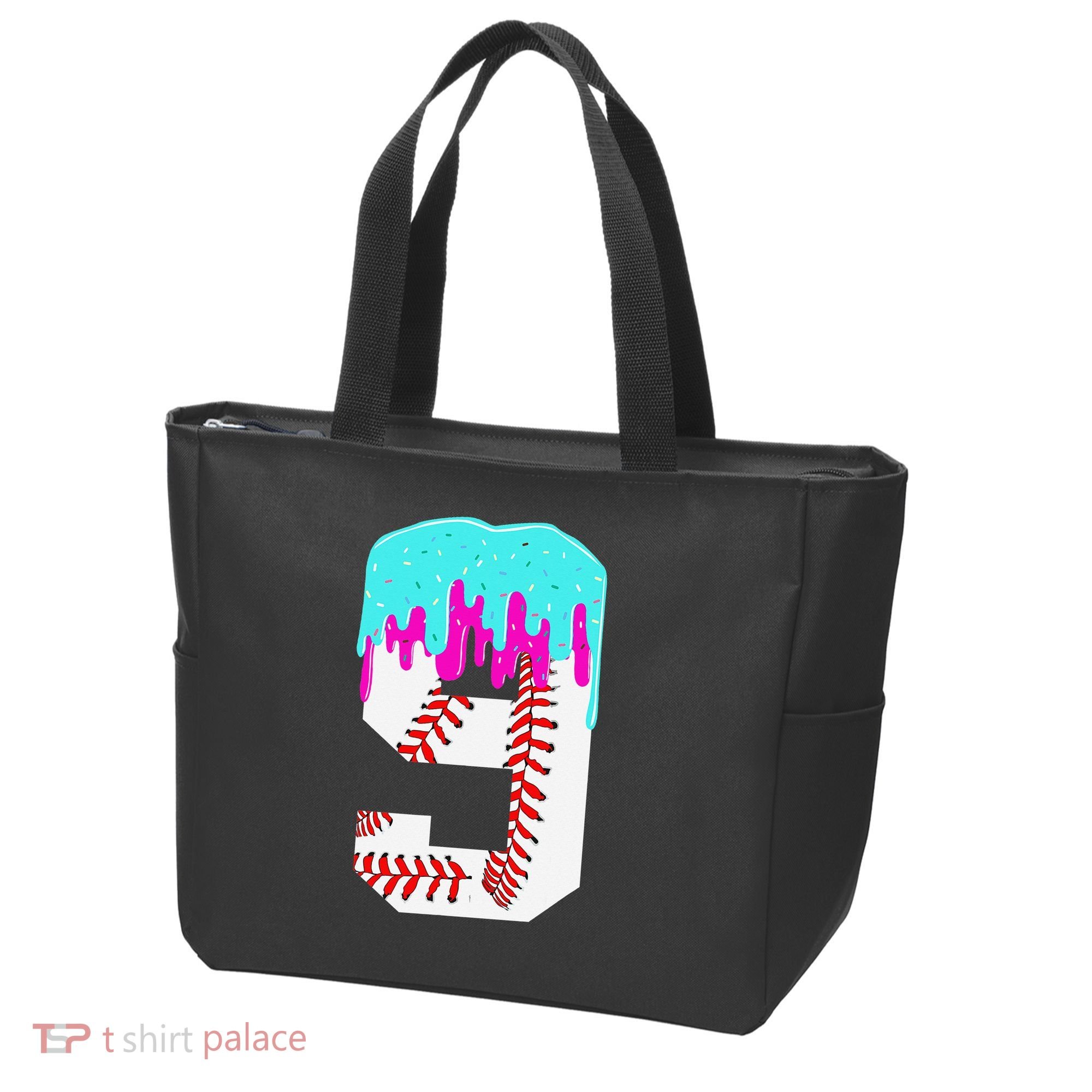 Baseball Drip 9 Year Old 9th Birthday Jersey Number 9 Tote Bag