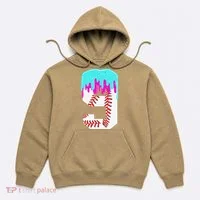 Baseball Drip 9 Year Old 9th Birthday Jersey Number 9 Hoodie thumb 0