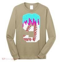 Baseball Drip 9 Year Old 9th Birthday Jersey Number 9 Long Sleeve Shirt thumb 0