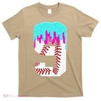 Baseball Drip 9 Year Old 9th Birthday Jersey Number 9 T-Shirt thumb 0