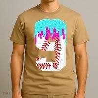 Baseball Drip 9 Year Old 9th Birthday Jersey Number 9 T-Shirt thumb 3