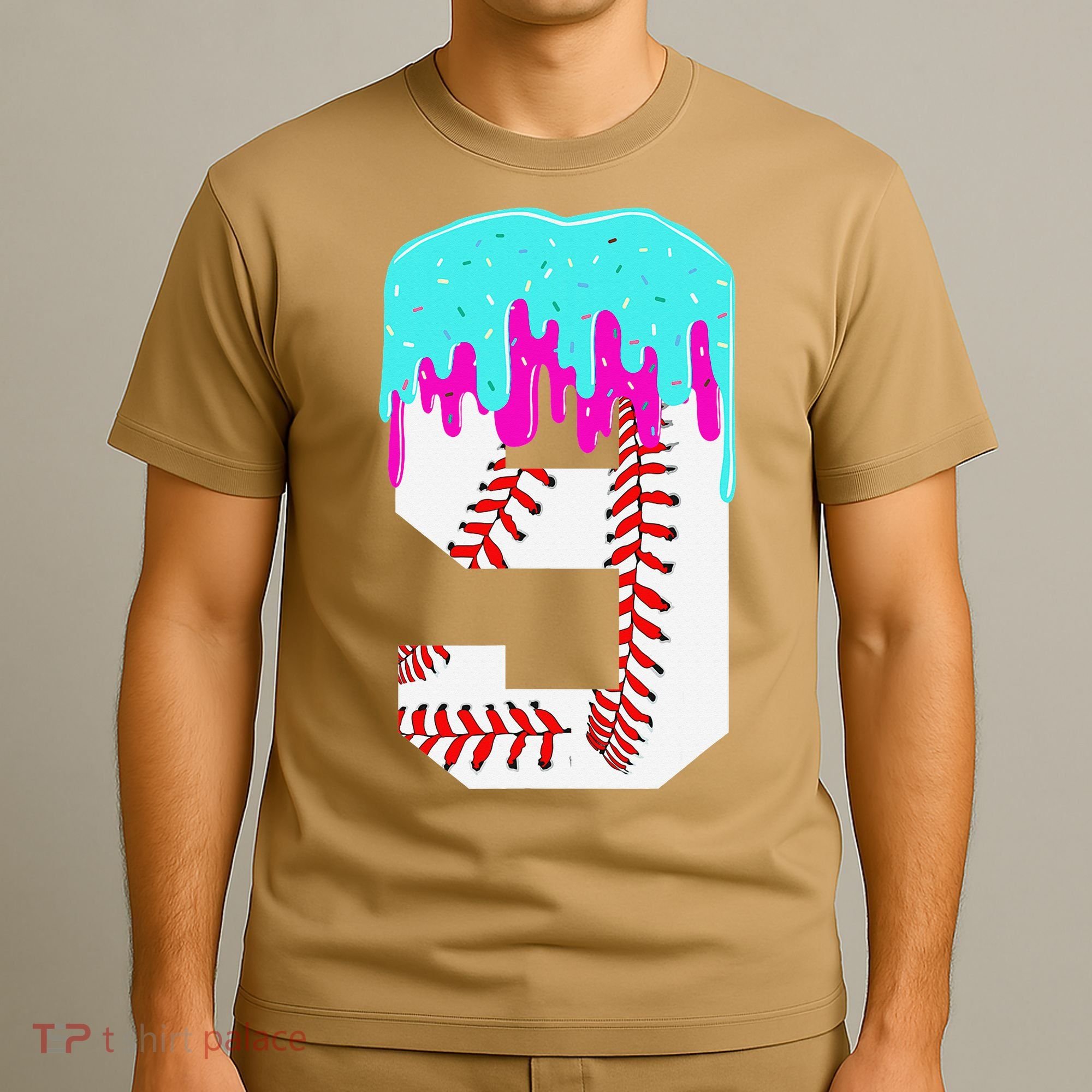 Baseball Drip 9 Year Old 9th Birthday Jersey Number 9 T-Shirt