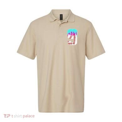 Baseball Drip 9 Year Old 9th Birthday Jersey Number 9 Polo