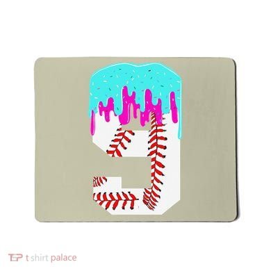 Baseball Drip 9 Year Old 9th Birthday Jersey Number 9 Mousepad