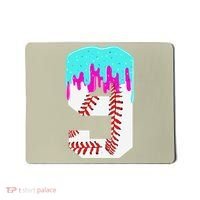 Baseball Drip 9 Year Old 9th Birthday Jersey Number 9 Mousepad thumb 0