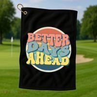Better Days Ahead Retro Sunset Golf Towel thumb 1