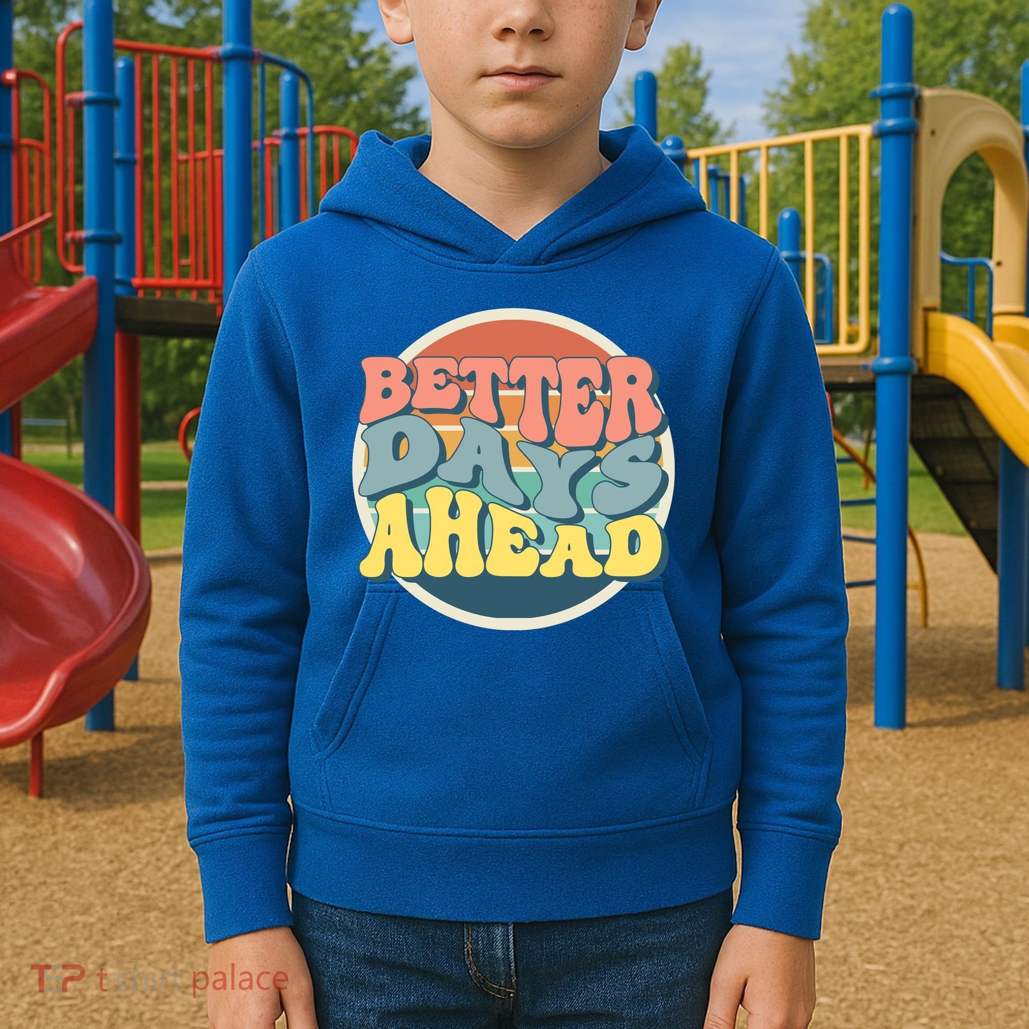 Better Days Ahead Retro Sunset Kids Hoodie