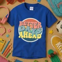 Better Days Ahead Retro Sunset Kids T-Shirt thumb 3