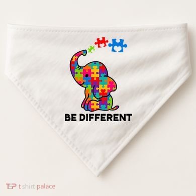 Be Different Autism Awareness Elephant USA-Made Doggie Bandana