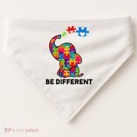 Be Different Autism Awareness Elephant USA-Made Doggie Bandana thumb 0