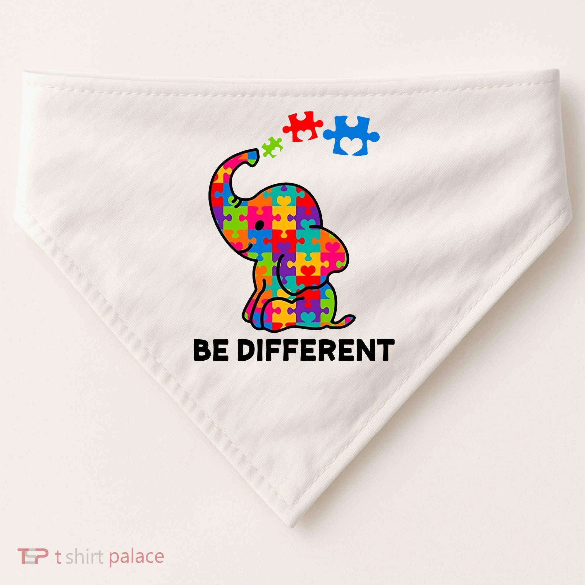 Be Different Autism Awareness Elephant USA-Made Doggie Bandana