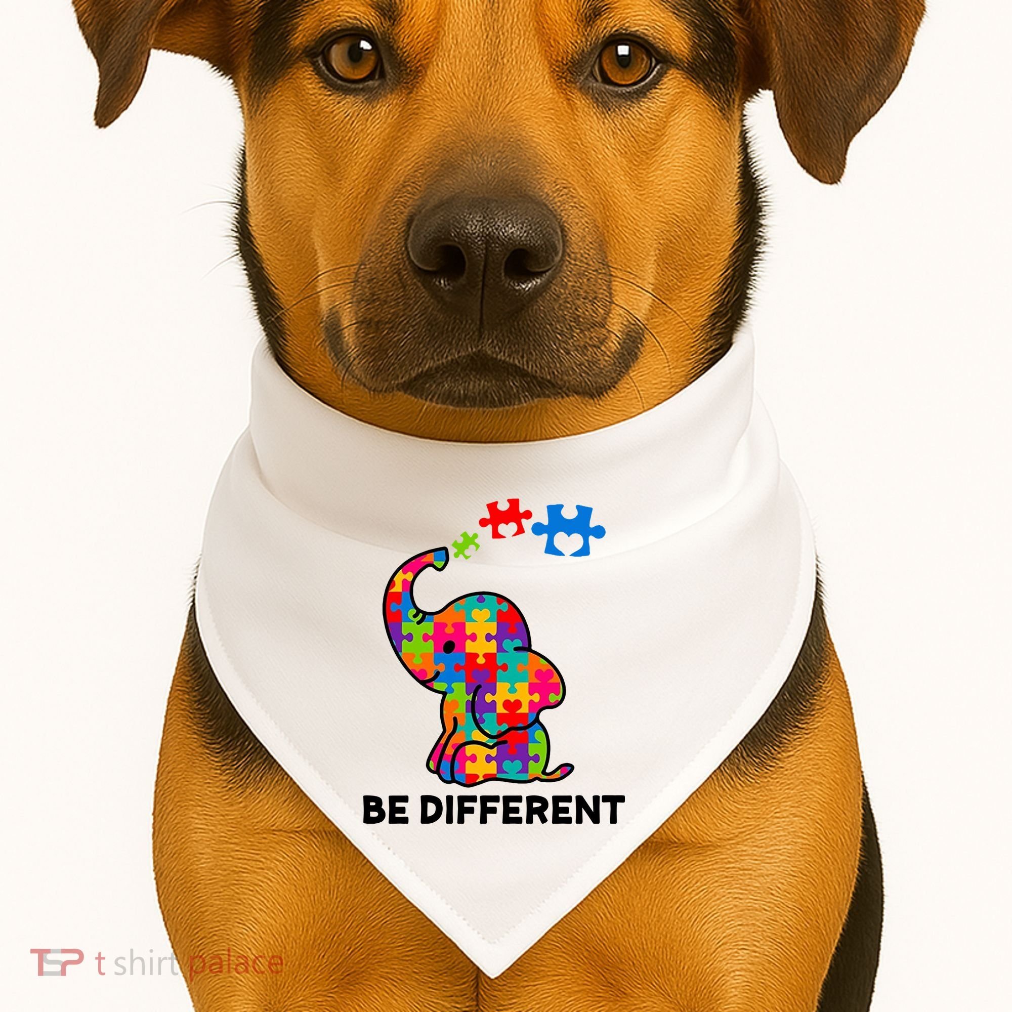 Be Different Autism Awareness Elephant USA-Made Doggie Bandana