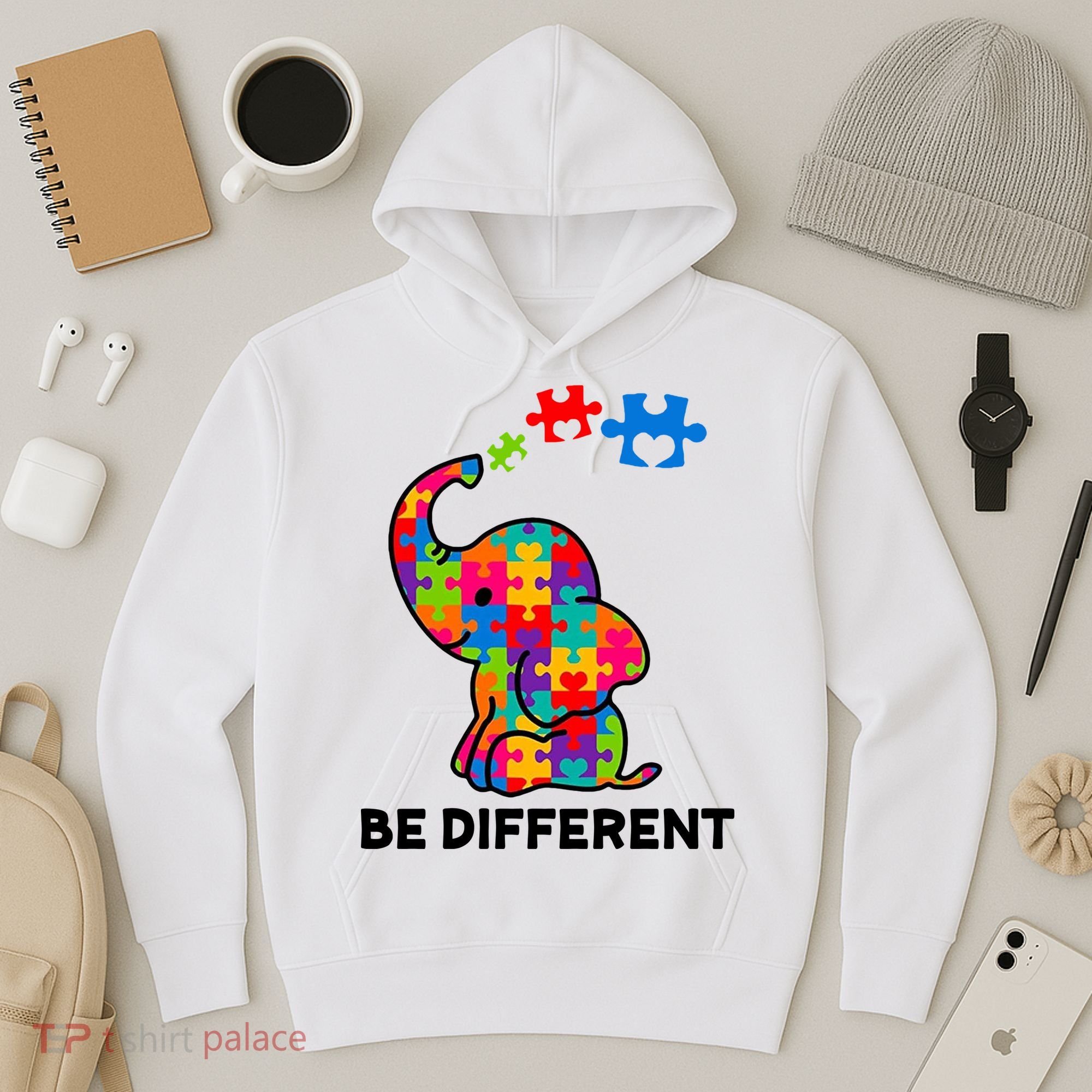 Be Different Autism Awareness Elephant Hoodie