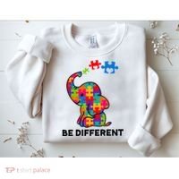 Be Different Autism Awareness Elephant Sweatshirt thumb 2