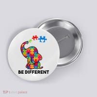 Be Different Autism Awareness Elephant Button thumb 0
