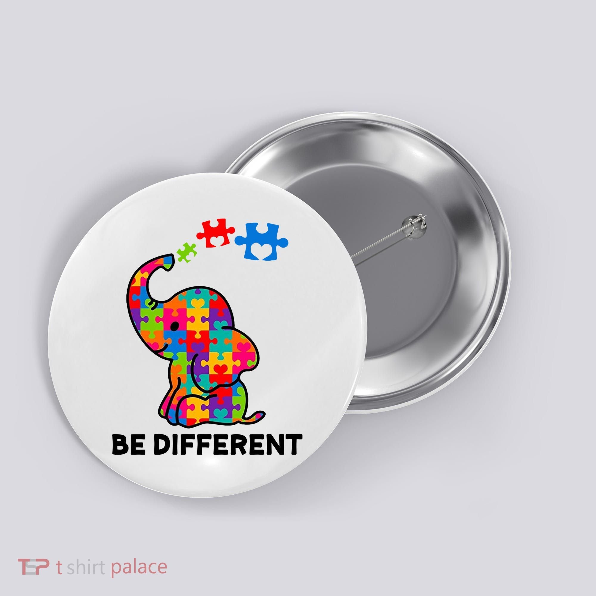 Be Different Autism Awareness Elephant Button