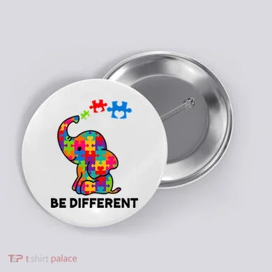 Be Different Autism Awareness Elephant Button