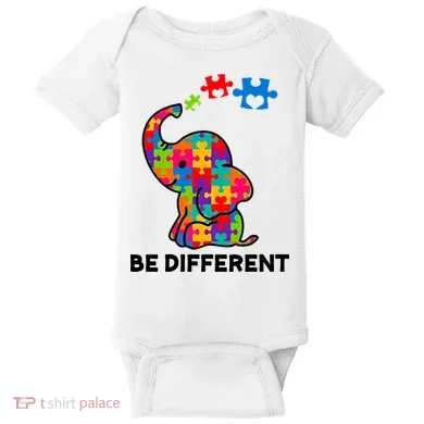 Be Different Autism Awareness Elephant Baby Bodysuit