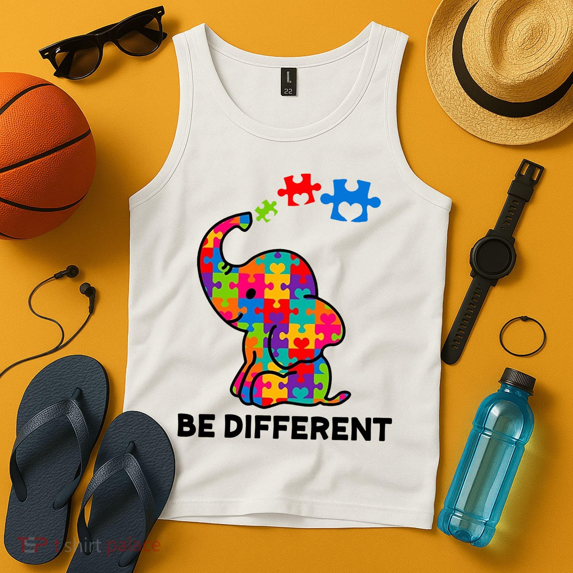 Be Different Autism Awareness Elephant Tank Top