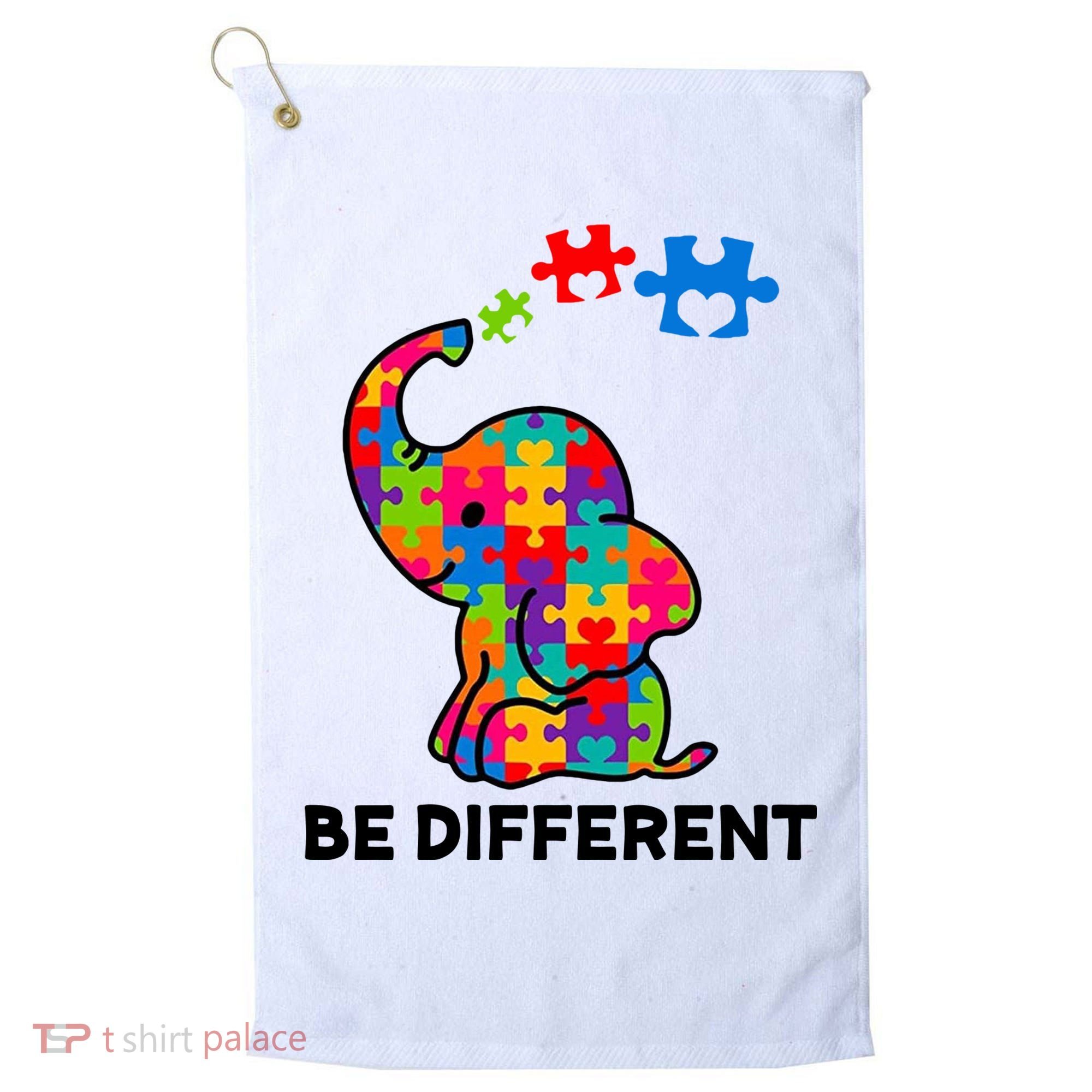 Be Different Autism Awareness Elephant Golf Towel