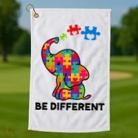 Be Different Autism Awareness Elephant Golf Towel thumb 1