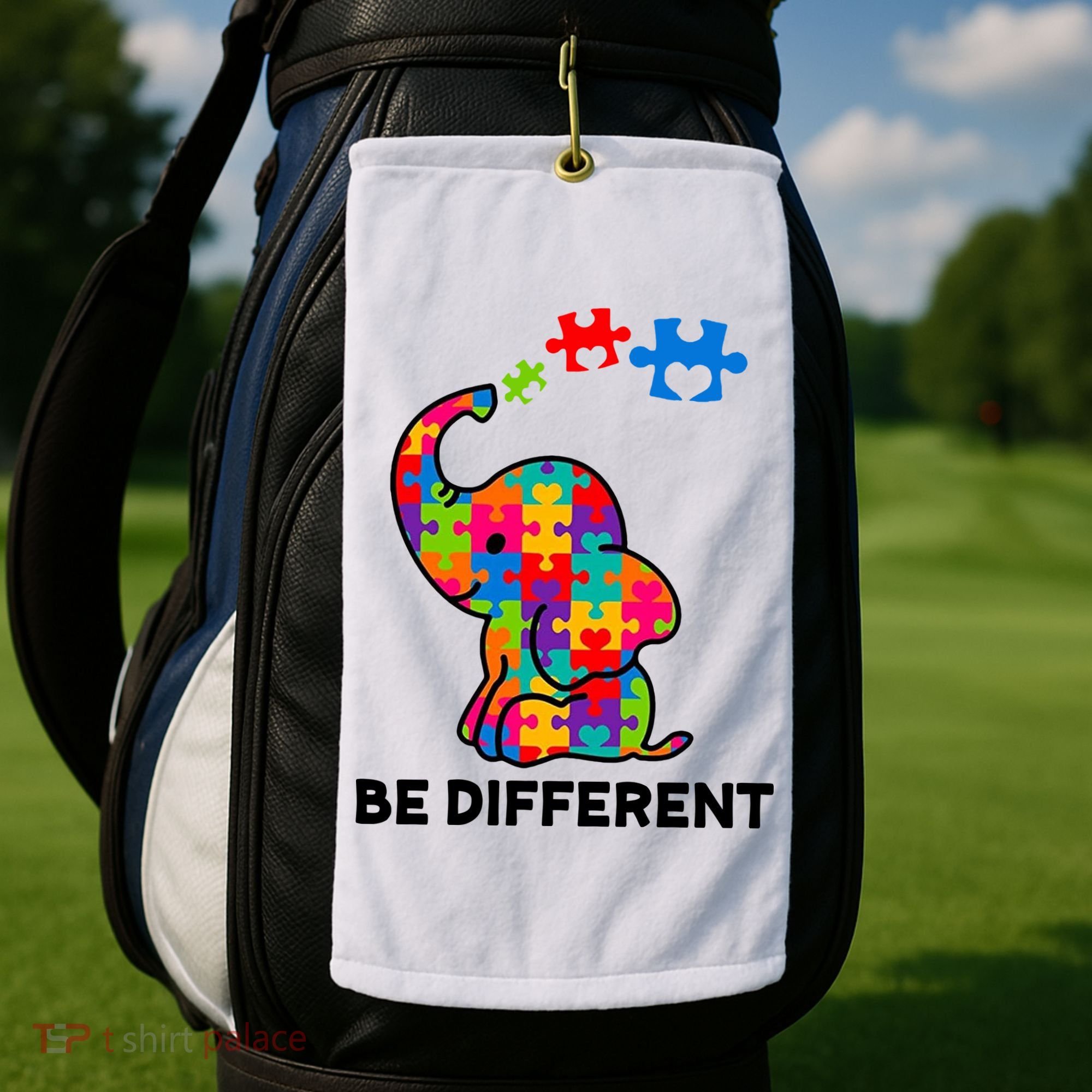 Be Different Autism Awareness Elephant Golf Towel