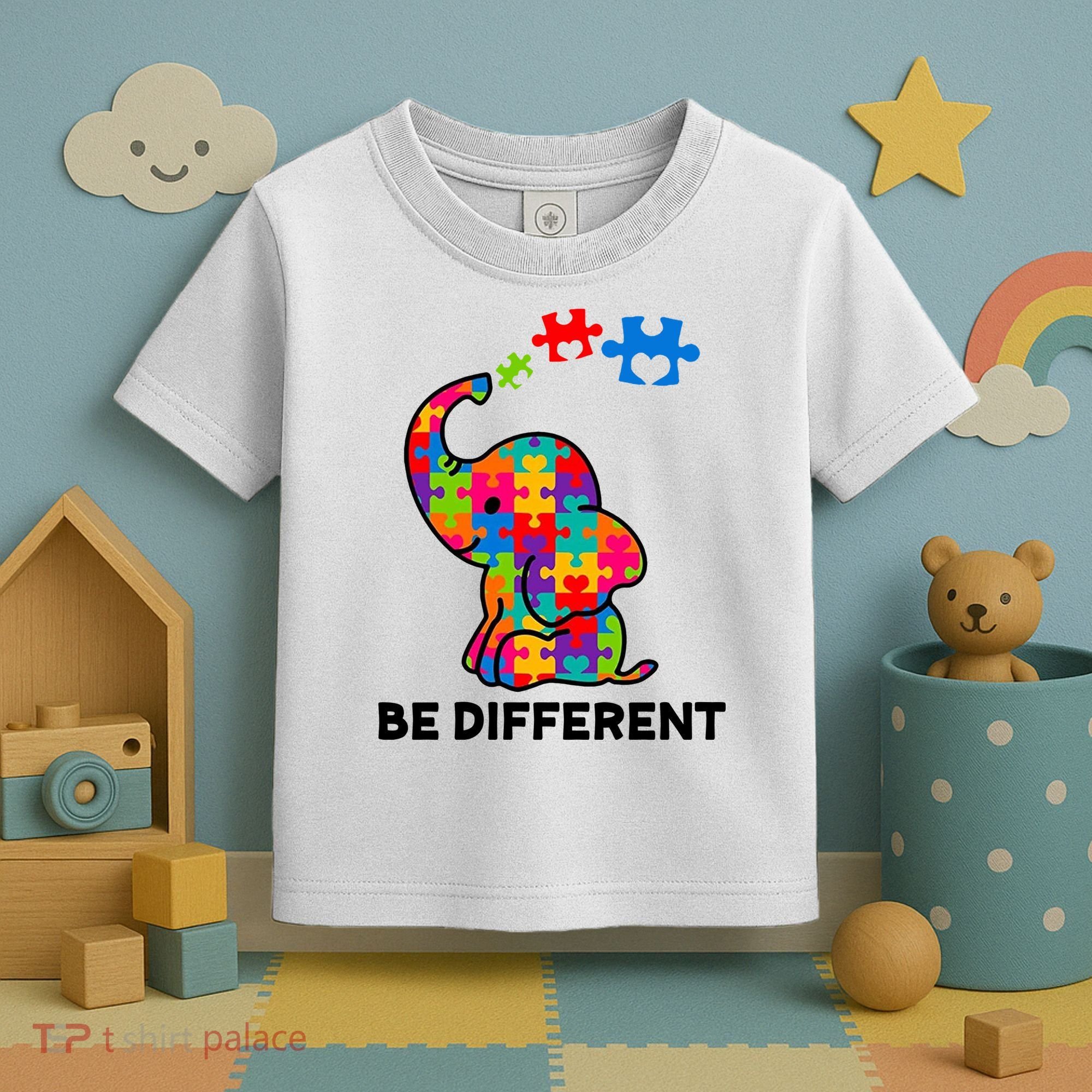 Be Different Autism Awareness Elephant Toddler T-Shirt
