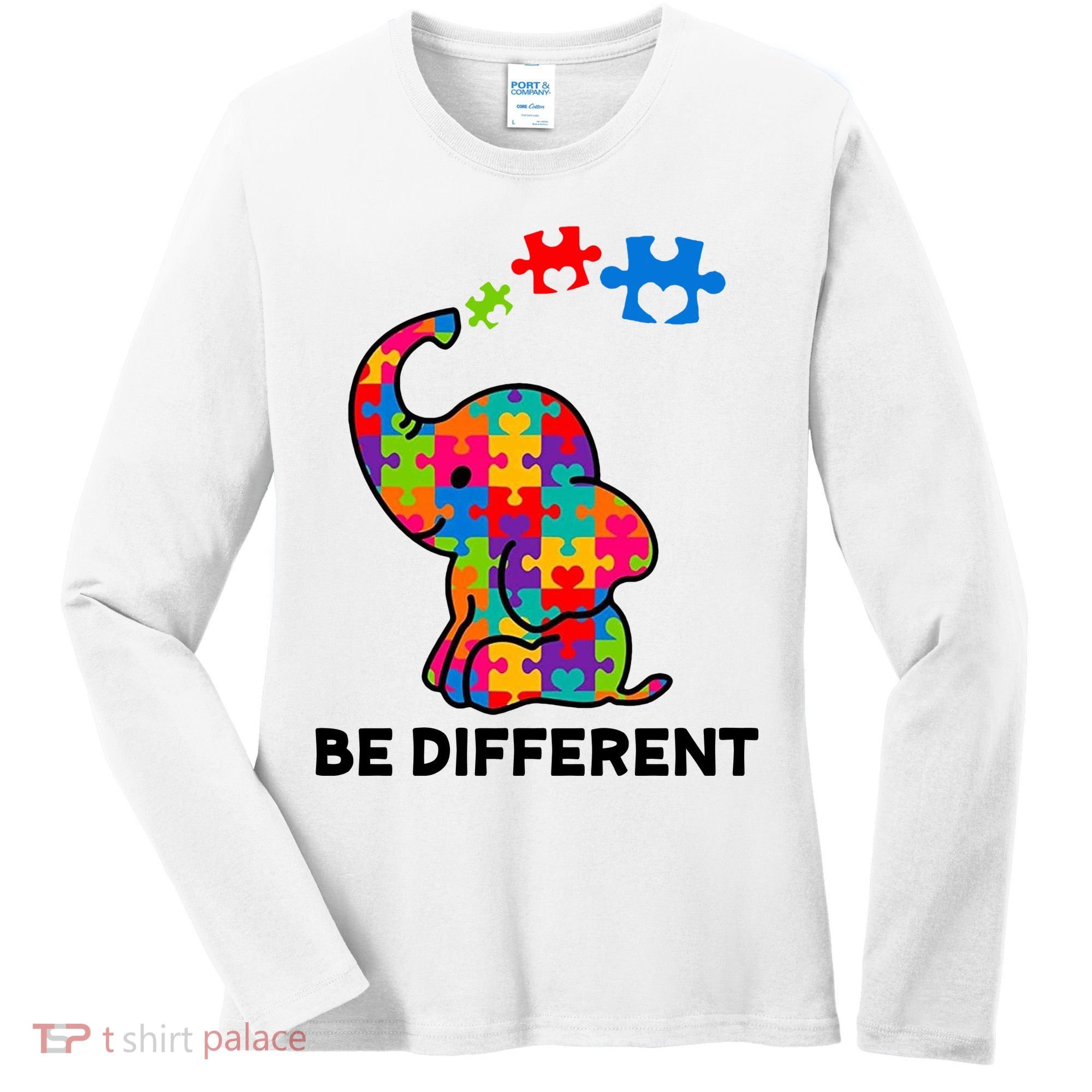 Be Different Autism Awareness Elephant Women's Long Sleeve Shirt