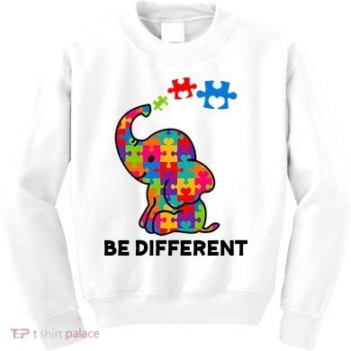 Be Different Autism Awareness Elephant Kids Sweatshirt