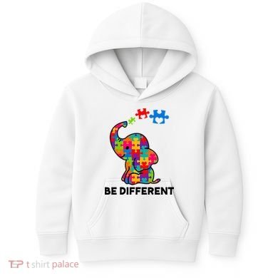 Be Different Autism Awareness Elephant Kids Hoodie