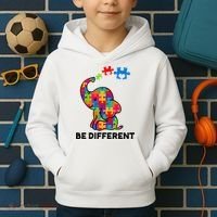 Be Different Autism Awareness Elephant Kids Hoodie thumb 2