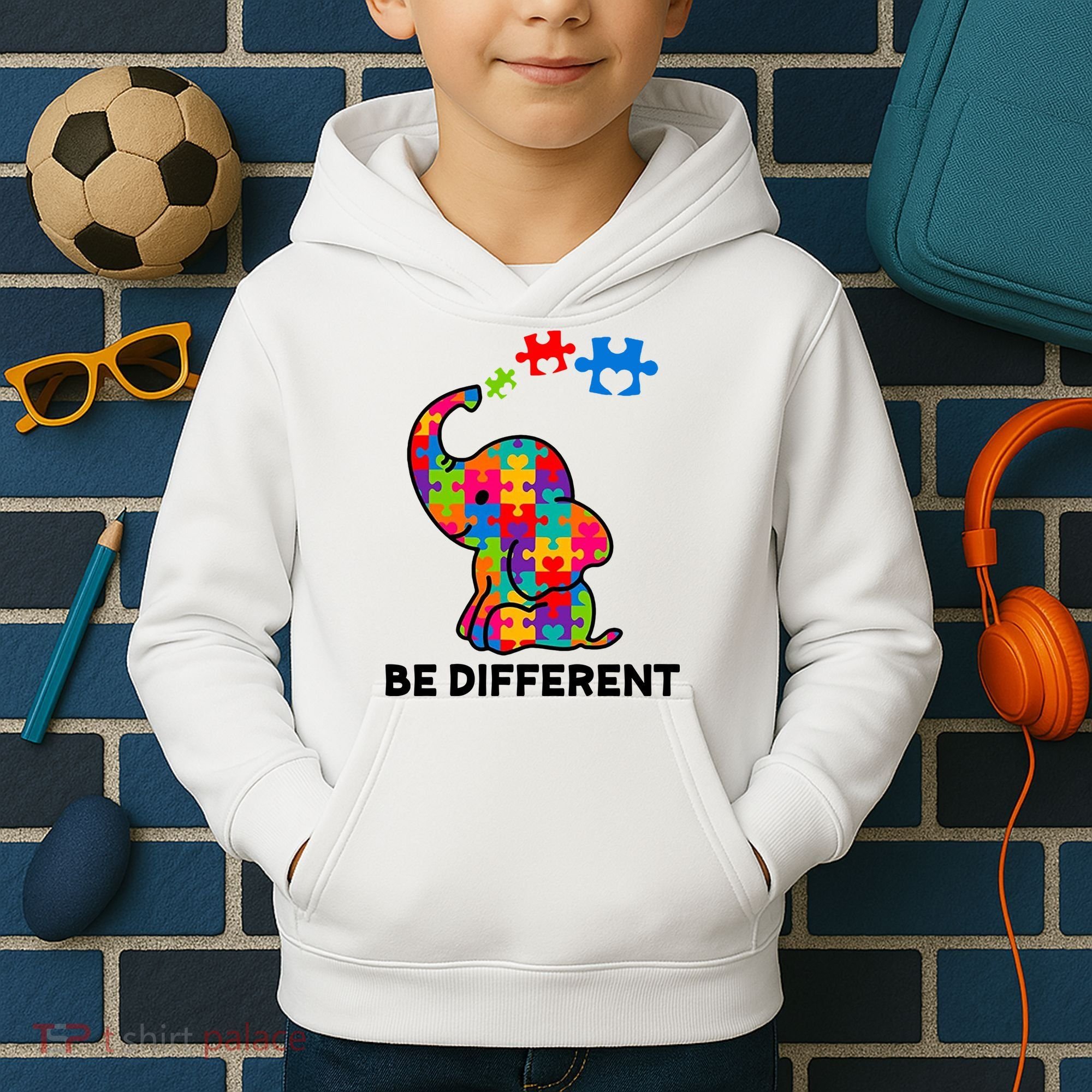 Be Different Autism Awareness Elephant Kids Hoodie