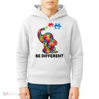 Be Different Autism Awareness Elephant Kids Hoodie thumb 4